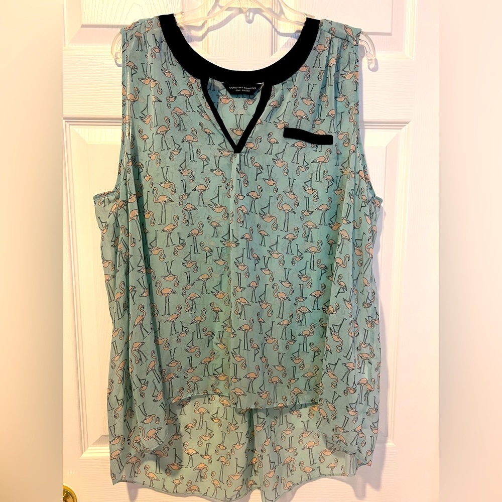 Dorothy Perkins Flamingo Print Sleeveless Blouse Size Large